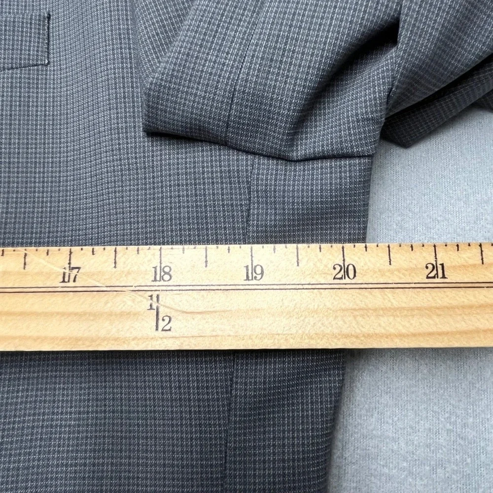 Hugo Boss Blazer AerinS Mens 40L Gray Micro Check Virgin Wool Blend‎ Sport Coat